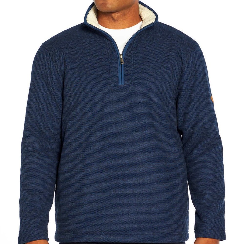 ORVIS Mens Fleece Sherpa Faux Shearling 1/4 Zip Pullover Sweater Jacket Shirt